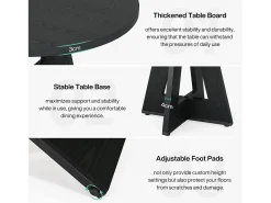 Mesa de Jantar Rural, Mesa Redonda de Jantar de 120 cm para 4 Pessoas, Mesa de Sala de Jantar Preta