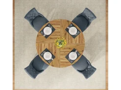 Mesa de Jantar Rural, Mesa Redonda de Jantar de 120 cm para 4 Pessoas, Mesa de Sala de Jantar Rústica
