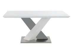Mesa de jantar SALVA para 6 pessoas em MDF lacado branco e aço.