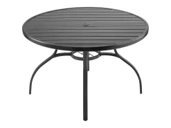 Mesa de Jantar SucceBuy para Pátio Externo 120 cm, Mesa de Bistro Redonda em Aço E Metal, Carga 68,04 kg, com Furo para Guarda-sol de 3.8 cm, Preto