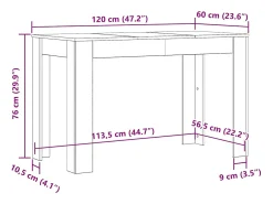 Mesa de jantar 120x60x76 cm derivados de madeira preto