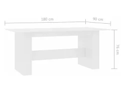 Mesa de jantar 180x90x76 cm derivados de madeira branco