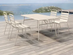 Mesa de jardim C160 cm metal bege - MIRMANDE de MYLIA