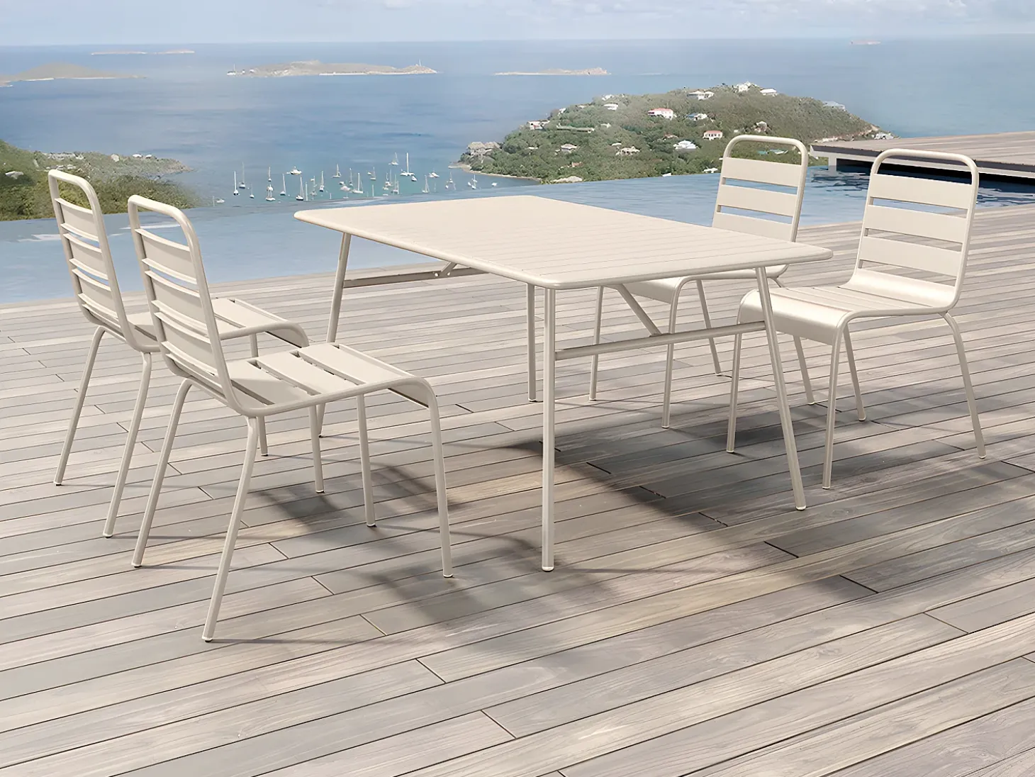 Mesa de jardim C160 cm metal bege - MIRMANDE de MYLIA