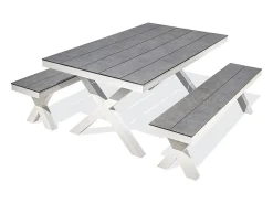 Mesa de jardim em alumínio com tampo em HPL