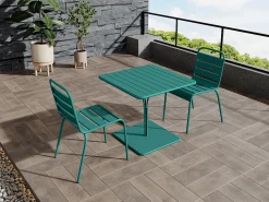 Mesa de jardim quadrada C80 cm metal azul-esverdeado - MIRMANDE de MYLIA