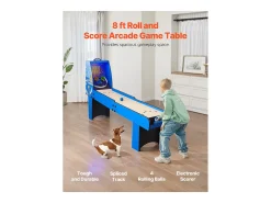 Mesa de Jogo de Arcade SucceBuy, Roll & Score 2,4 m, Contador Eletrônico, Sala de Jogos Familiar