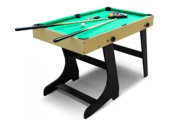Mesa de jogo multiusos dobrável VITORIA - Madeira Clara - Completa com matraquilhos, bilhar, pingue-pongue e hóquei