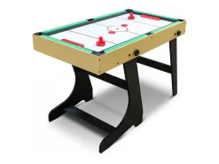 Mesa de jogo multiusos dobrável VITORIA - Madeira Clara - Completa com matraquilhos, bilhar, pingue-pongue e hóquei