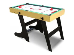 Mesa de jogo multiusos dobrável VITORIA - Madeira Clara - Completa com matraquilhos, bilhar, pingue-pongue e hóquei
