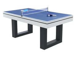 Mesa de jogos 3 em 1 DENVER em madeira branca - Bilhar e Ping-Pong