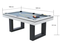 Mesa de jogos 3 em 1 DENVER em madeira branca - Bilhar e Ping-Pong