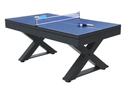 Mesa de jogos 3 em 1 em madeira preta pingue-pongue e bilhar TEXAS