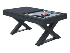 Mesa de jogos 3 em 1 em madeira preta pingue-pongue e bilhar TEXAS
