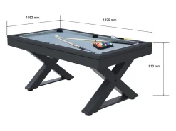 Mesa de jogos 3 em 1 em madeira preta pingue-pongue e bilhar TEXAS