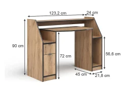 Mesa de jogos carvalho goldkraft 123.2x45x90 joel