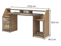 Mesa de jogos carvalho goldkraft 179.8x65.5x90.6 joel