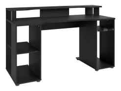 Mesa de jogos LEVEL com luz LED, preta, design 90x150x60 cm