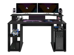 Mesa de jogos LEVEL com luz LED, preta, design 90x150x60 cm
