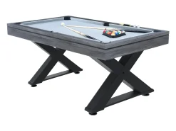 Mesa de jogos multiusos em madeira cinza pingue-pongue e bilhar TEXAS - Entretenimento familiar de qualidade