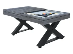 Mesa de jogos multiusos em madeira cinza pingue-pongue e bilhar TEXAS - Entretenimento familiar de qualidade