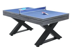 Mesa de jogos multiusos em madeira cinza pingue-pongue e bilhar TEXAS - Entretenimento familiar de qualidade