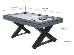 Mesa de jogos multiusos em madeira cinza pingue-pongue e bilhar TEXAS - Entretenimento familiar de qualidade