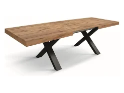 Mesa de madeira com efeito de carvalho, pernas antracite, ext. 180x90-260x90cm - AMALFI