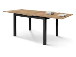 Mesa de madeira com efeito de carvalho, pernas antracite, 140x80-220x80cm de comprimento - POSITANO