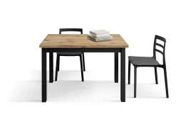 Mesa de madeira com efeito de carvalho, pernas antracite, 140x80-220x80cm de comprimento - POSITANO