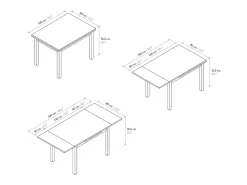 Mesa de madeira com efeito de carvalho, pernas antracite, 140x80-220x80cm de comprimento - POSITANO