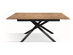 Mesa de madeira, efeito carvalho, base antracite, ext.160x90-210x90cm - VOLPAIA