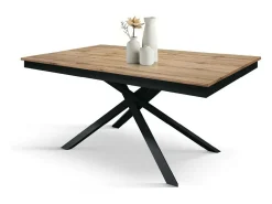 Mesa de madeira, efeito carvalho, base antracite, ext.160x90-210x90cm - VOLPAIA
