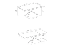 Mesa de madeira, efeito carvalho, base antracite, ext.160x90-210x90cm - VOLPAIA