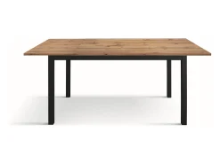 Mesa de madeira, efeito carvalho, base antracite, 160x90-210x90cm de comprimento - TROPEA