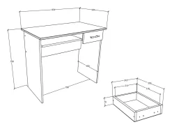 Mesa de madeira VCM Mesa de computador Teclado Gaveta Mesa de escritório Arusa (Branco)