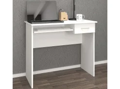 Mesa de madeira VCM Mesa de computador Teclado Gaveta Mesa de escritório Arusa (Branco)