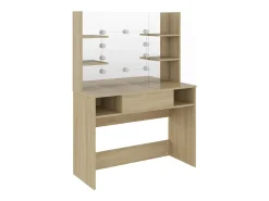 Mesa de maquilhagem c/ luzes LED 100x40x135 cm MDF cor carvalho