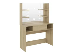 Mesa de maquilhagem c/ luzes LED 100x40x135 cm MDF cor carvalho