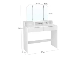 Mesa de maquilhagem 100x40x142 cm branca