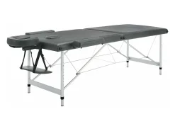 Mesa de massagem de 2 seções com estrutura em aço inoxidável 186 x 68 cm antracite 02_0001797