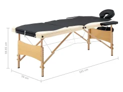 Mesa de massagem dobrável 3 seções madeira preta e bege 02_0001832