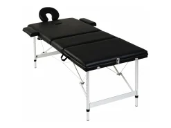 Mesa de massagem dobrável de 3 seções com estrutura em aço inoxidável preto 02_0001888