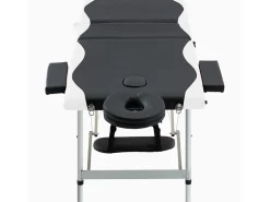 Mesa de massagem dobrável 3 seções aço inoxidável preto e branco 02_0001822