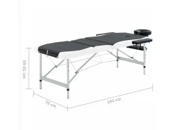 Mesa de massagem dobrável 3 seções aço inoxidável preto e branco 02_0001822
