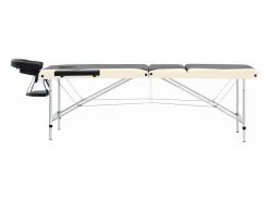 Mesa de massagem dobrável 3 seções aço inoxidável preto e bege 02_0001821