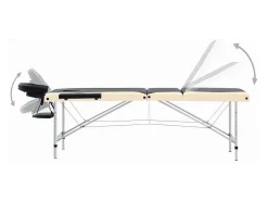 Mesa de massagem dobrável 3 seções aço inoxidável preto e bege 02_0001821