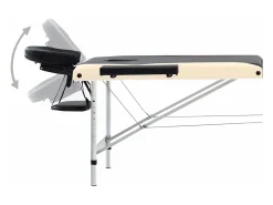 Mesa de massagem dobrável 3 seções aço inoxidável preto e bege 02_0001821