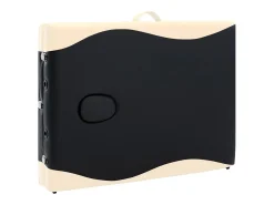 Mesa de massagem dobrável 3 seções aço inoxidável preto e bege 02_0001821
