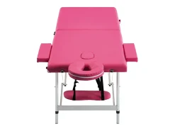 Mesa de massagem dobrável em 2 seções aço inoxidável rosa 02_0001809